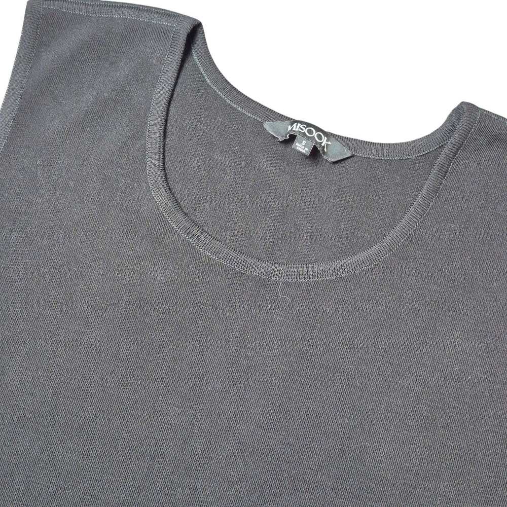 MISOOK Womens S Black Sleeveless Knit Tank Top Career Layer Stretch Minimal Chic